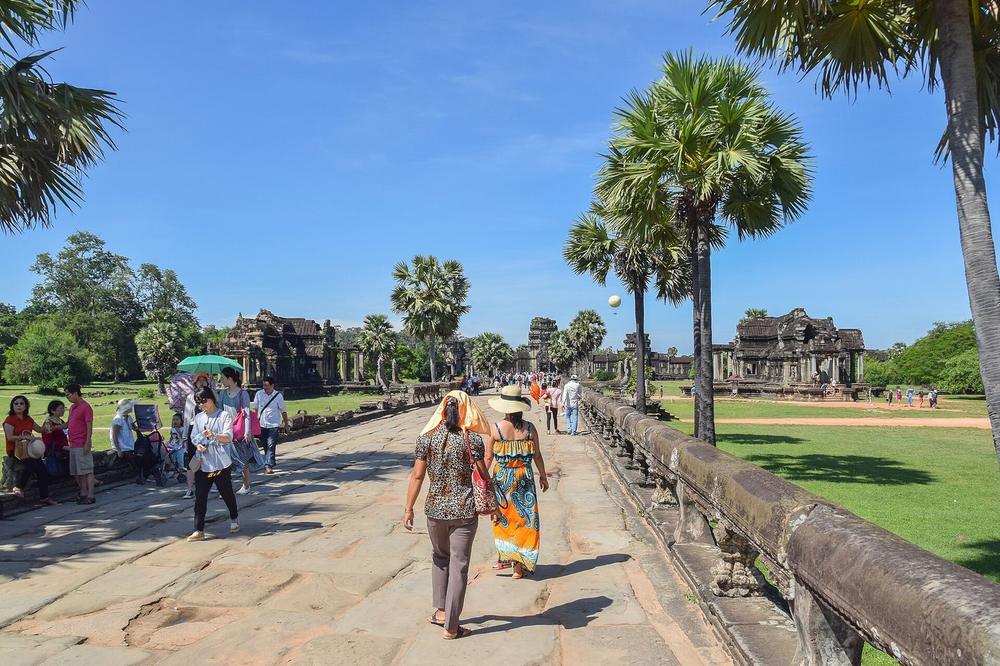 The five towers of Angkor Wat seen across the western causeway The five towers of Angkor Wat seen across the western causeway