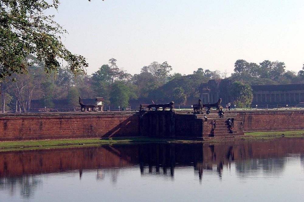 The western approach to Angkor Wat in afternoon light The western approach to Angkor Wat in afternoon light