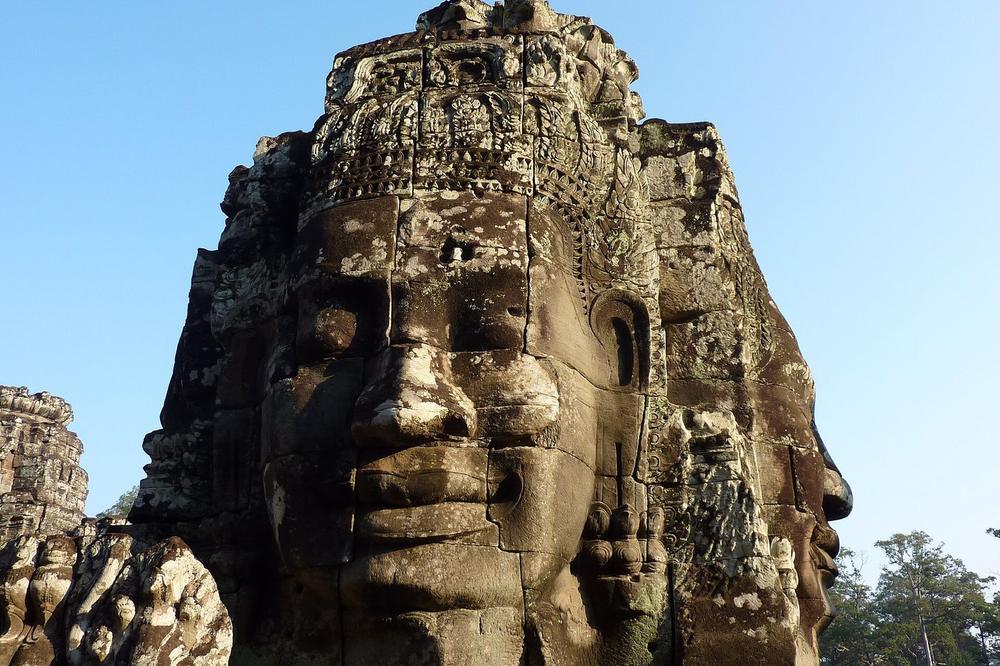 Carved faces on the towers of the Bayon at Angkor Thom Carved faces on the towers of the Bayon at Angkor Thom