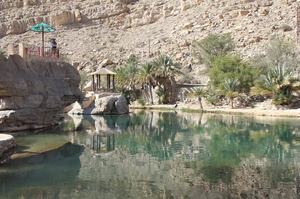Green pools in the limestone gorge at Wadi Bani Khalid Green pools in the limestone gorge at Wadi Bani Khalid