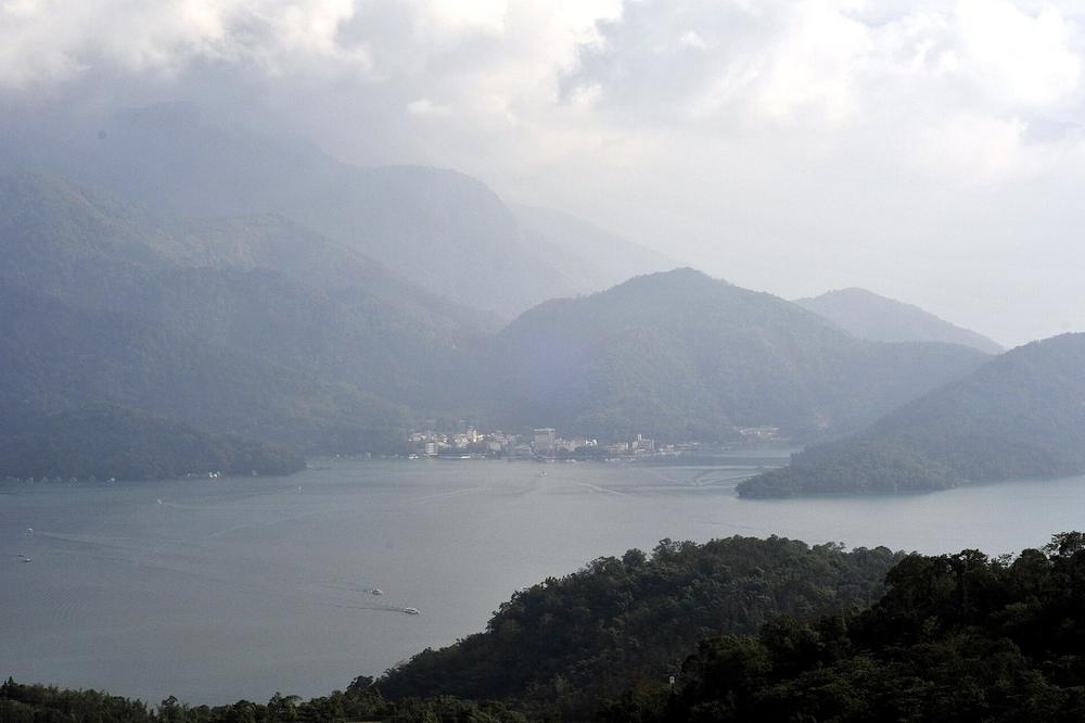 Mist on Sun Moon Lake seen from the north-west shore Mist on Sun Moon Lake seen from the north-west shore
